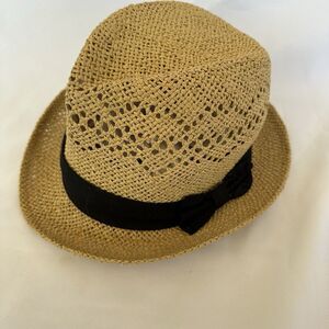 H&M Tan Straw Hat with Black Band